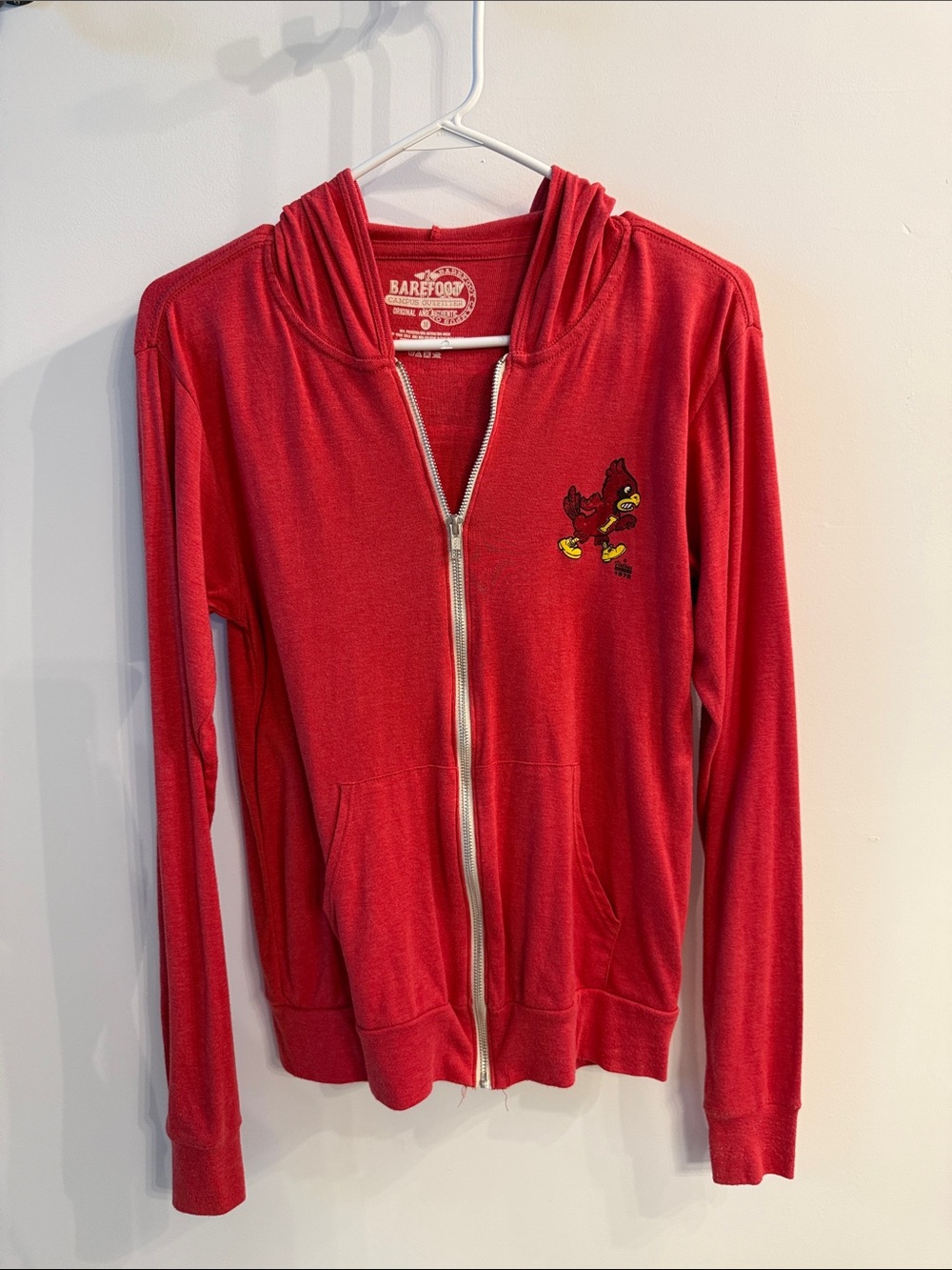 Barefoot outfitter Red light weight Zip Hoodie with Iowa State Uni cyclone